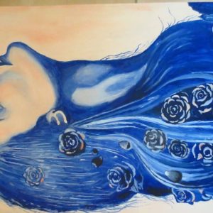 Deklica v modrem, Akril na platnu, 40x60